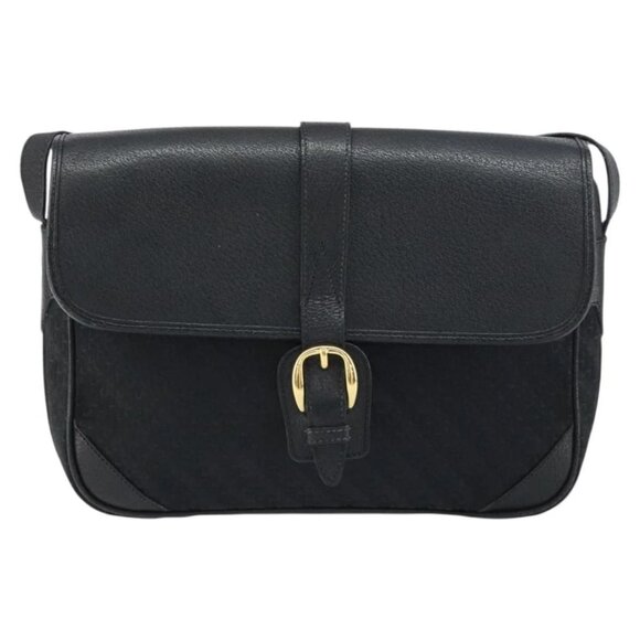 GUCCI Shoulder Bag Leather Canvas Black Gold 001 113 0613 Auth ep12275 - Picture 3 of 14